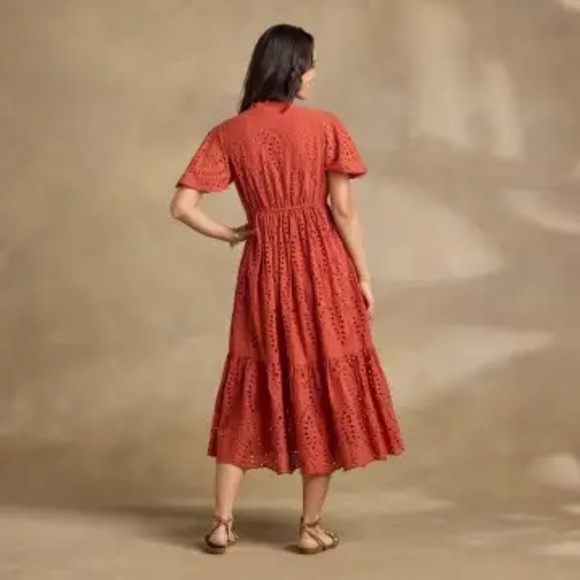 NWT, Sundance Avellino Eyelet Dress, Petite Small, Chili - Picture 2 of 4